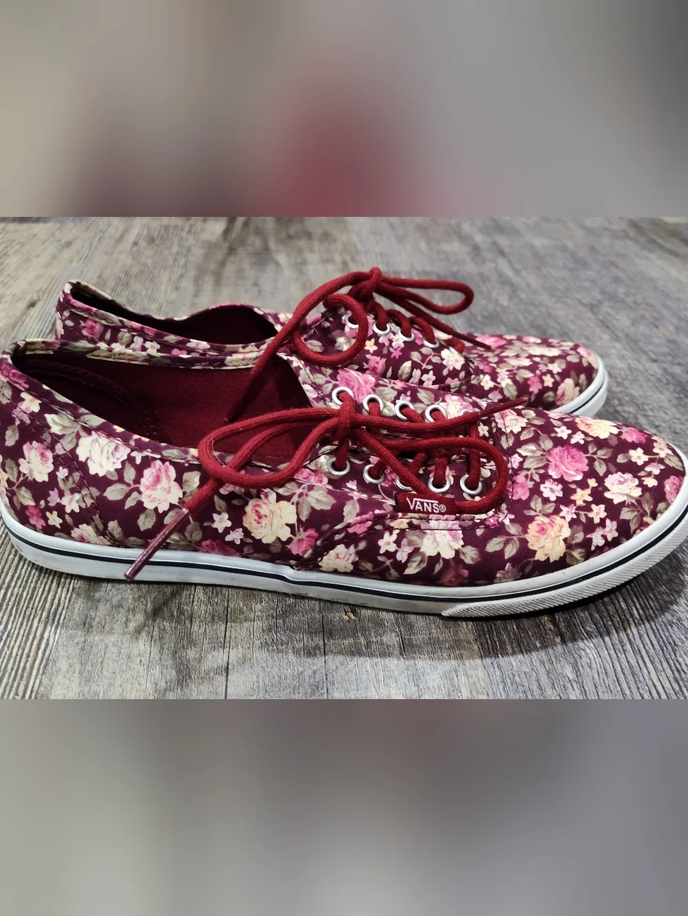 Vans Burgundy Tawny Port Floral Authentic Lo Pro Men's 7.5 / Women's 9 - Picture 6 of 11